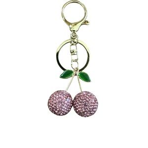 💖 Sparkly Pink Crystal Cherry Bag Charm / Keychain 💖